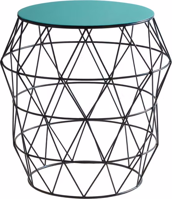 Interiors by Premier Corina Round Side Table with Green Enamel Metal Top