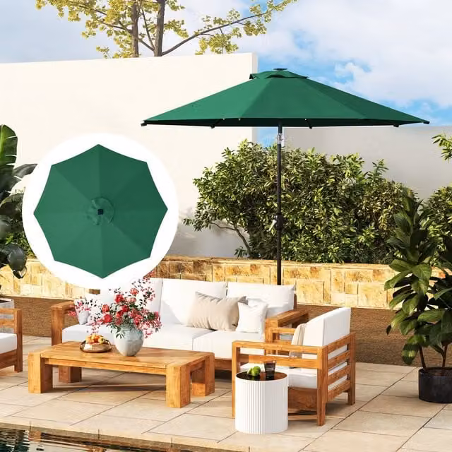 Outsunny Green UPF 50 Replacement Parasol Canopy, 3 m