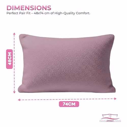 Home Sweet Home UK Teddy Fleece Pillowcase Set of 2, Purple, W: 48 cm x L: 74 cm – 2