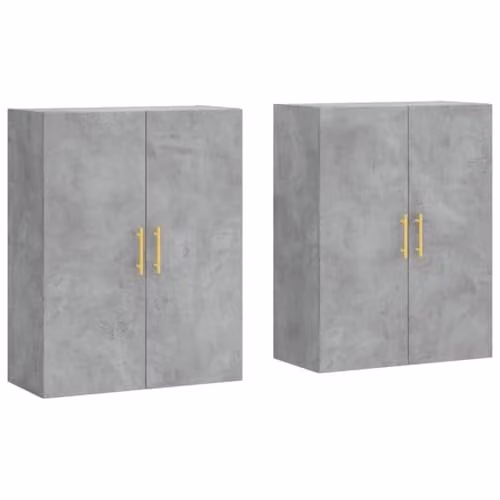vidaXL Set of 2 Modern Wall Mounted Cabinets in Concrete Grey, W/D/H: 69.5 x 34 x 90 cm