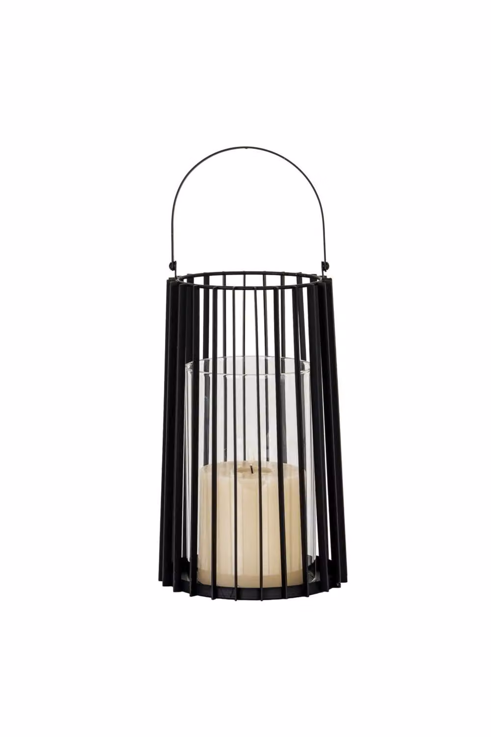 KDMD Lynk Large Black Metal Lantern with Glass Candle Holder and Handle – 2
