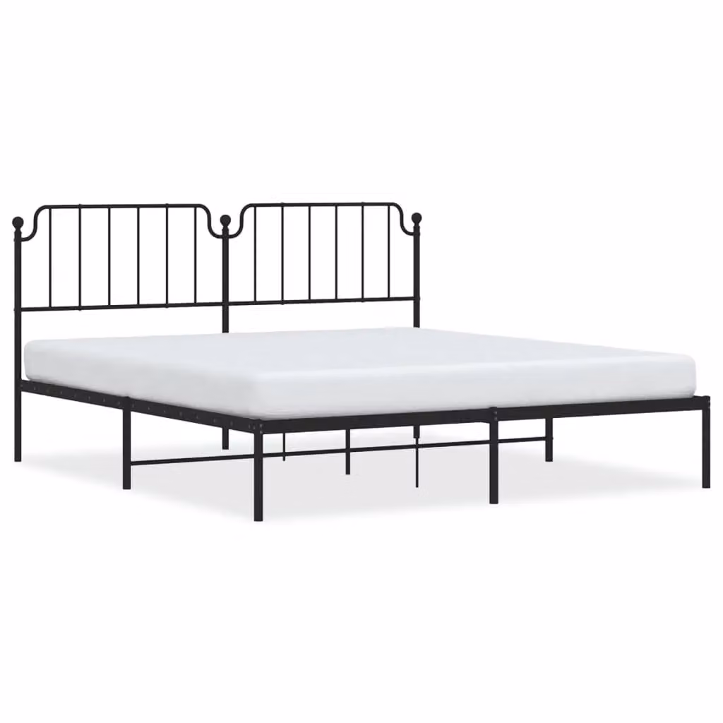 Berkfield Home Metal Bed Frame with Headboard in Black – 2
