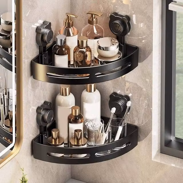 Kelvenix Wall Mounted Corner Storage Shelf in Black