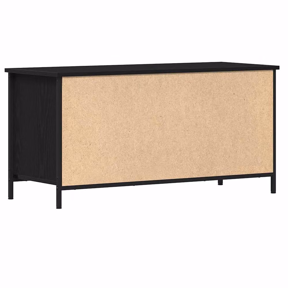 Berkfield Home Black Oak TV Cabinet in Engineered Wood and Steel, W/D/H: 100 x 40 x 50 cm – 4