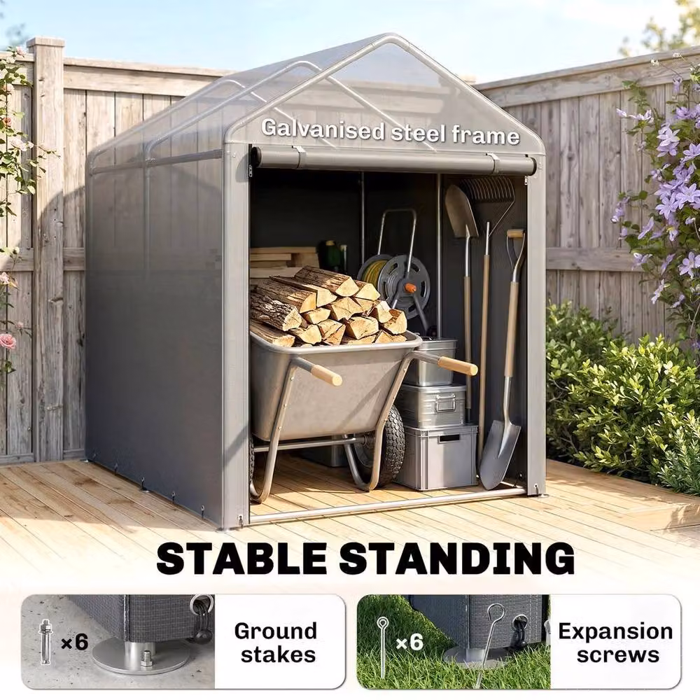NESTLUNE Grey Portable Garden Shed for Motorbikes, Bikes and Garden Tools – 5