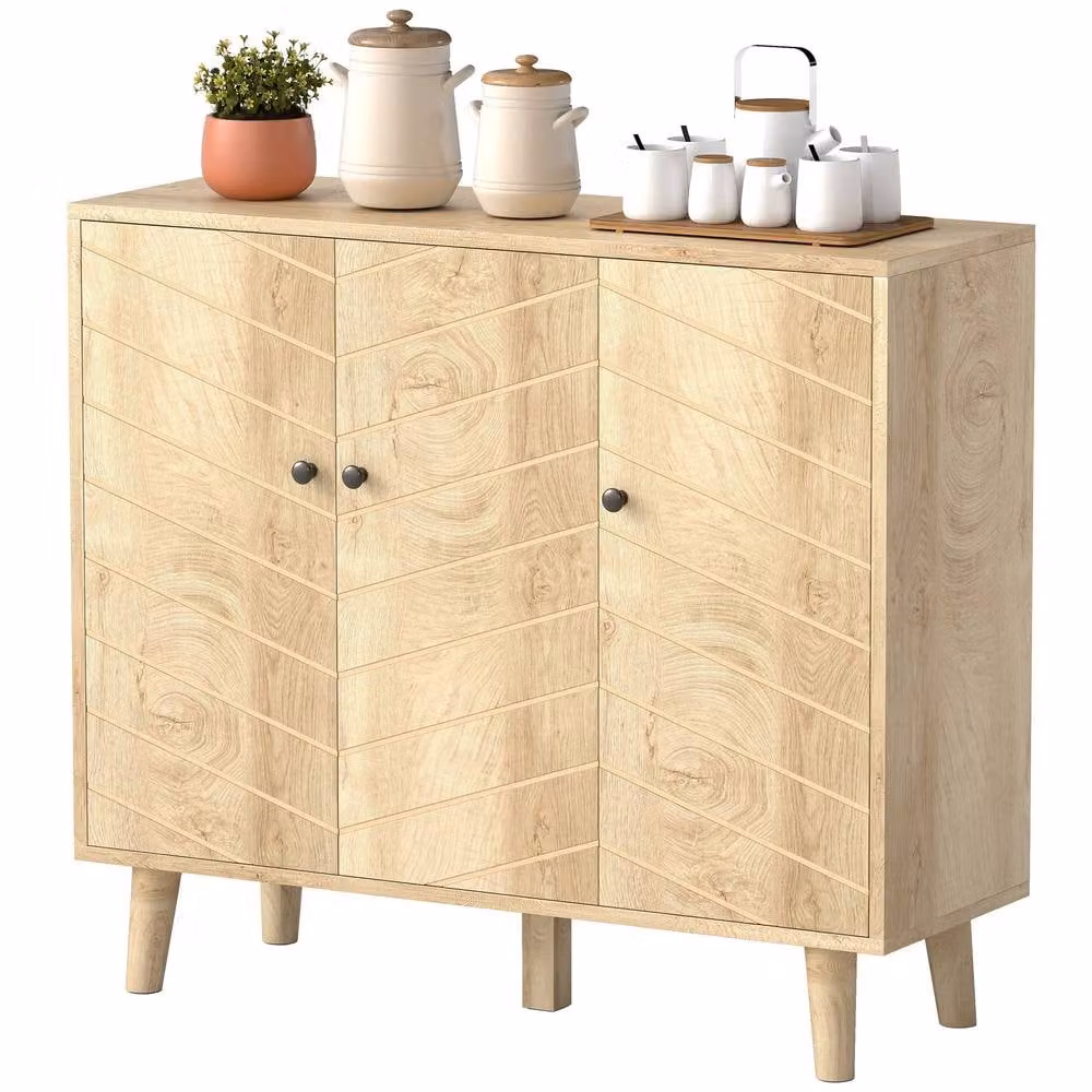 STILVORA Sideboard with Adjustable Shelf and Soft-Close Doors in Sand/Beige/Brown – 2