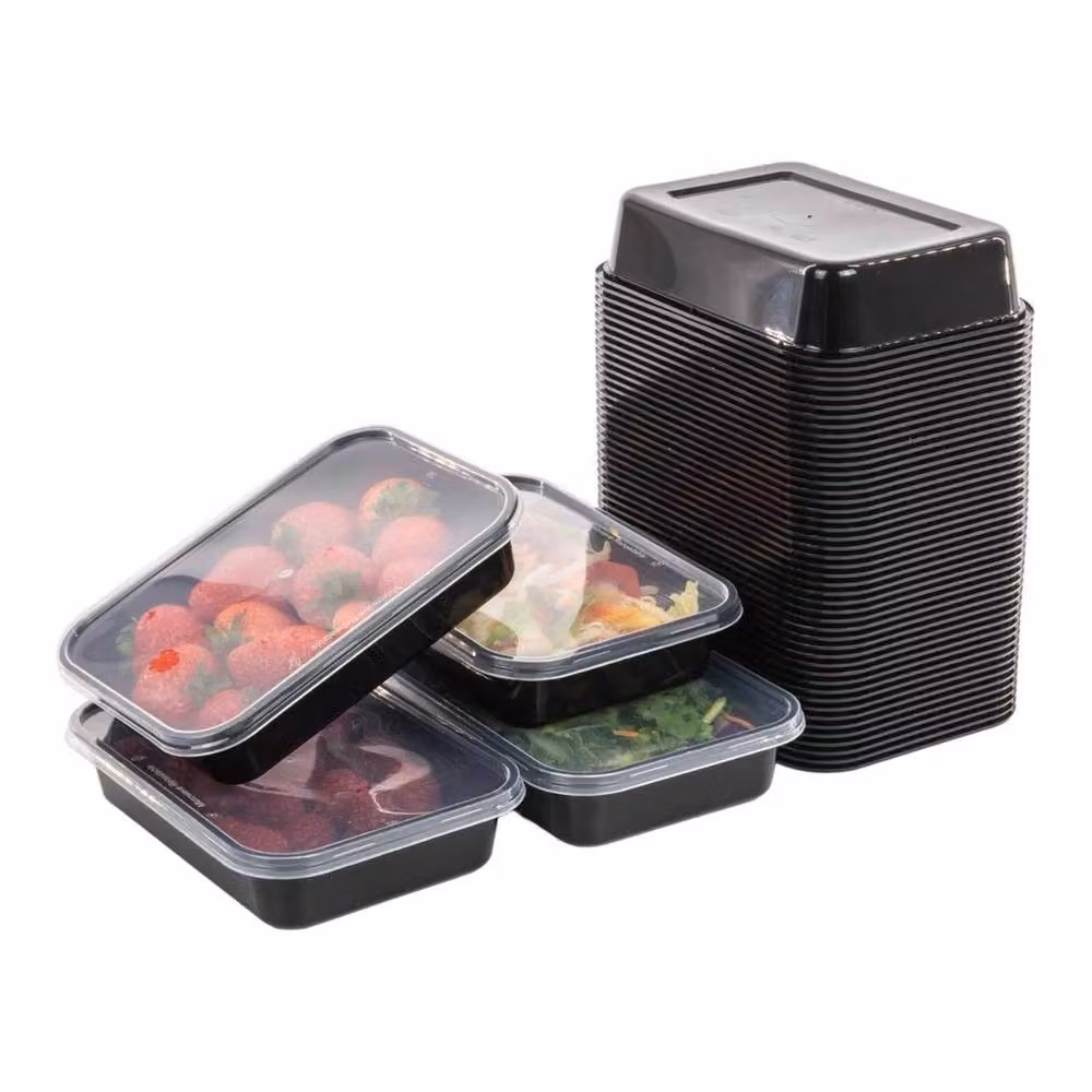 NESTLUNE 30 Reusable Black Plastic Food Containers with Snap Lids, 500 ml each – 4