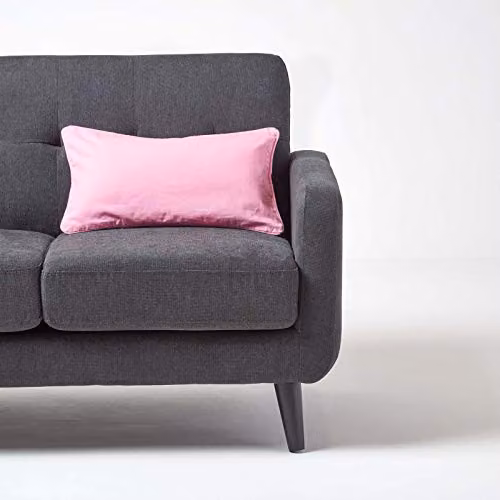 Homescapes Plain Pink Cotton Rectangular Cushion Cover, W: 50 cm, H: 30 cm – 3