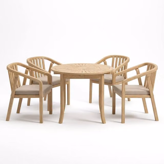 Royalcraft RIVEN Modern Acacia Wood Dining Chairs, Set of 4, Beige – 1
