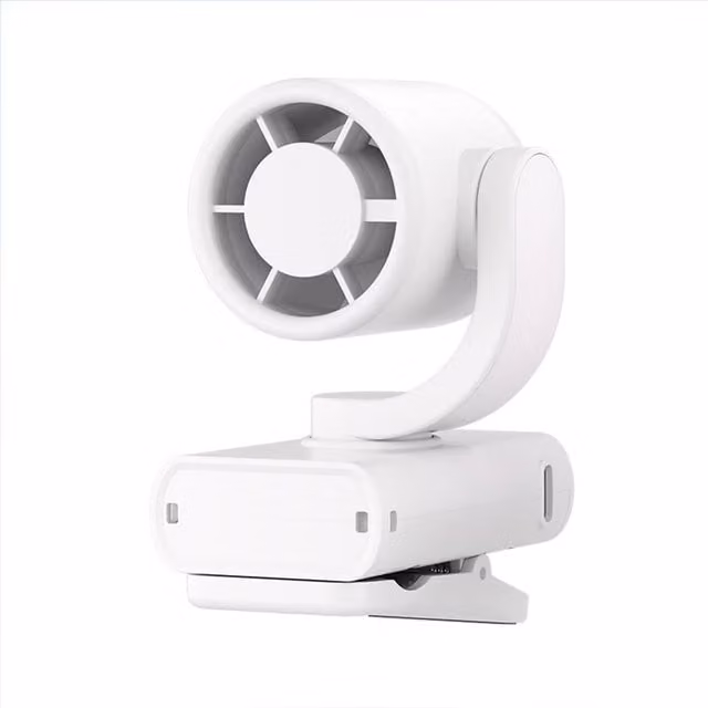 Quipulse Mini Clip Fan with Digital Display, White, Rechargeable with Oscillation – 1