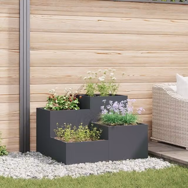 Berkfield Home Garden Planter Tub in Anthracite Steel and Plastic, W/D/H: 100 x 100 x 60 cm – 1