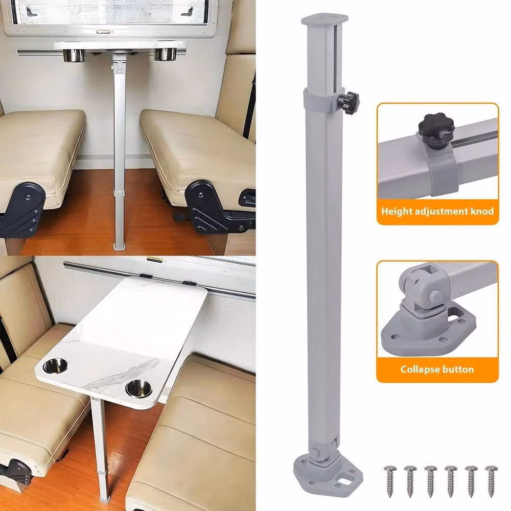 PAWNORA Extra Long Adjustable Aluminium Campervan Table Leg in Grey – 2