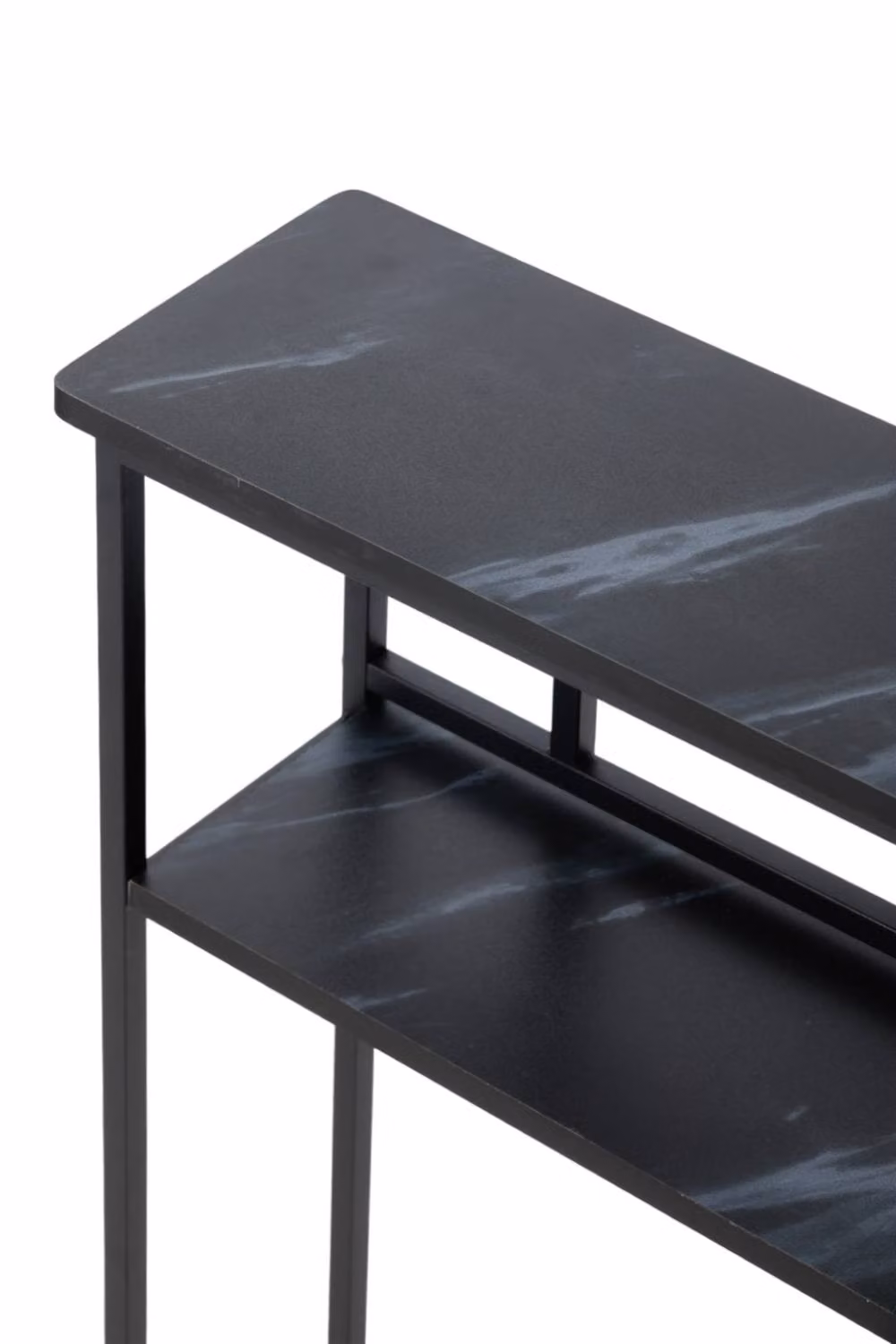 Living and Home 2-Tier Narrow Marble-Effect Console Table in Black – 5