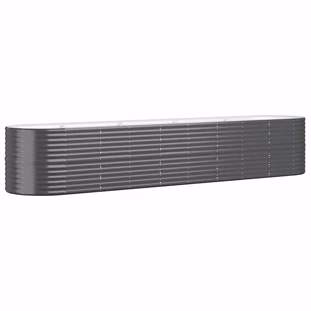 Berkfield Home Anthracite Grey Powder-coated Steel Raised Bed W: 368 cm, D: 80 cm, H: 68 cm – 3