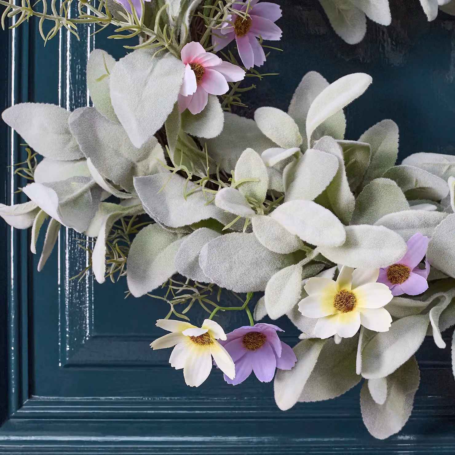 OHS Pink Artificial Floral Wreath with Lavender and Leaves, W/D/H: 50 x 50 x 10 cm – 6
