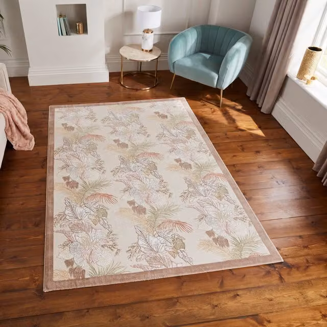 Laurence Llewelyn-Bowen Tropicana Floral Rectangular Rug in Bronze and Multicolour
