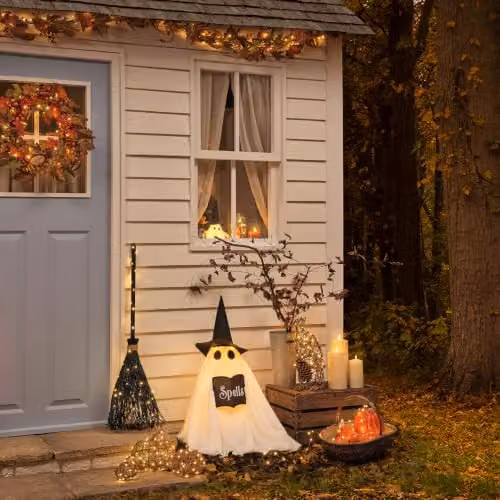Lights4fun Black and Brown Witches Broom Outdoor LED Halloween Decoration – 3