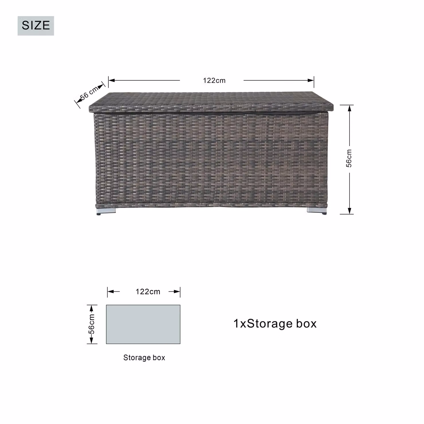 Direct Wicker Brown Rattan and Aluminium Outdoor Storage Box for Garden and Patio, W/D/H: 56 x 56 x 56 cm – 5