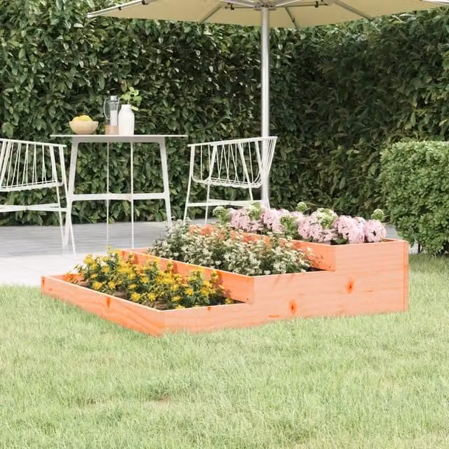 Berkfield Brown Solid Wood Douglas Planter W/D/H: 107 x 107 x 27 cm