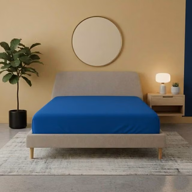 Snug City Petrol Blue Flannelette Fitted Cotton Sheet, W/D/H: 140 x 200 cm – 1