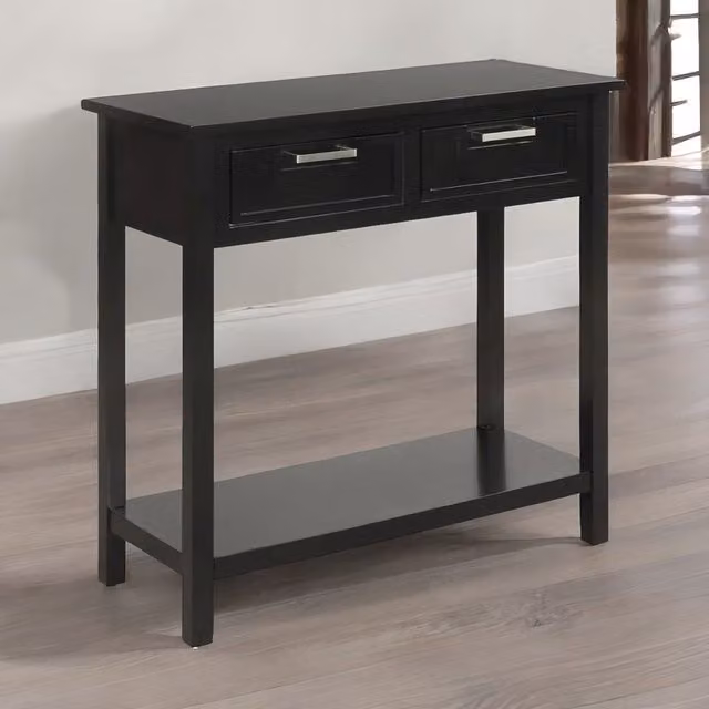 Rafaelo Mobilia Industrial Console Table with 2 Fabric Drawers in Black