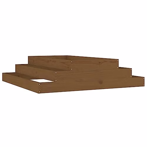 vidaXL Wooden Raised Bed Planter, Brown, W/D/H: 110 x 110 x 27 cm