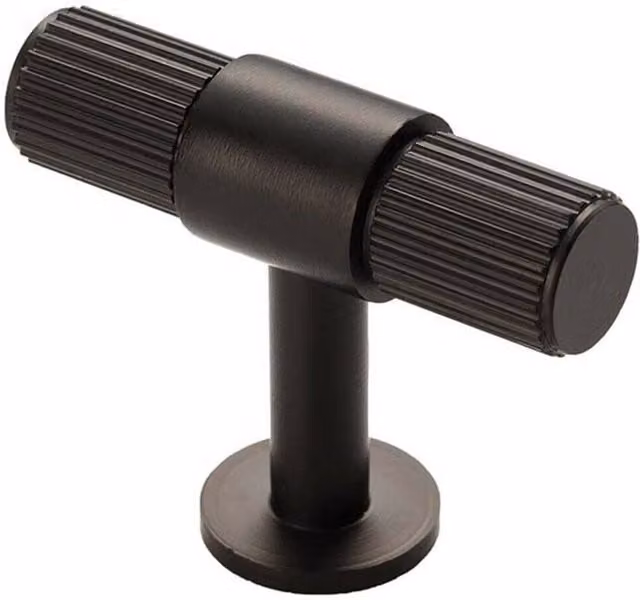 Loops Matt Black T Shape Pull Bar Cupboard Handle 50 mm