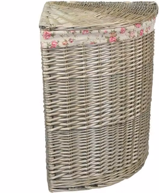 Red Hamper Antique Wash Wicker Laundry Basket with Removable Cotton Lining in Brown, Grey or Red, Diameter: 50 cm