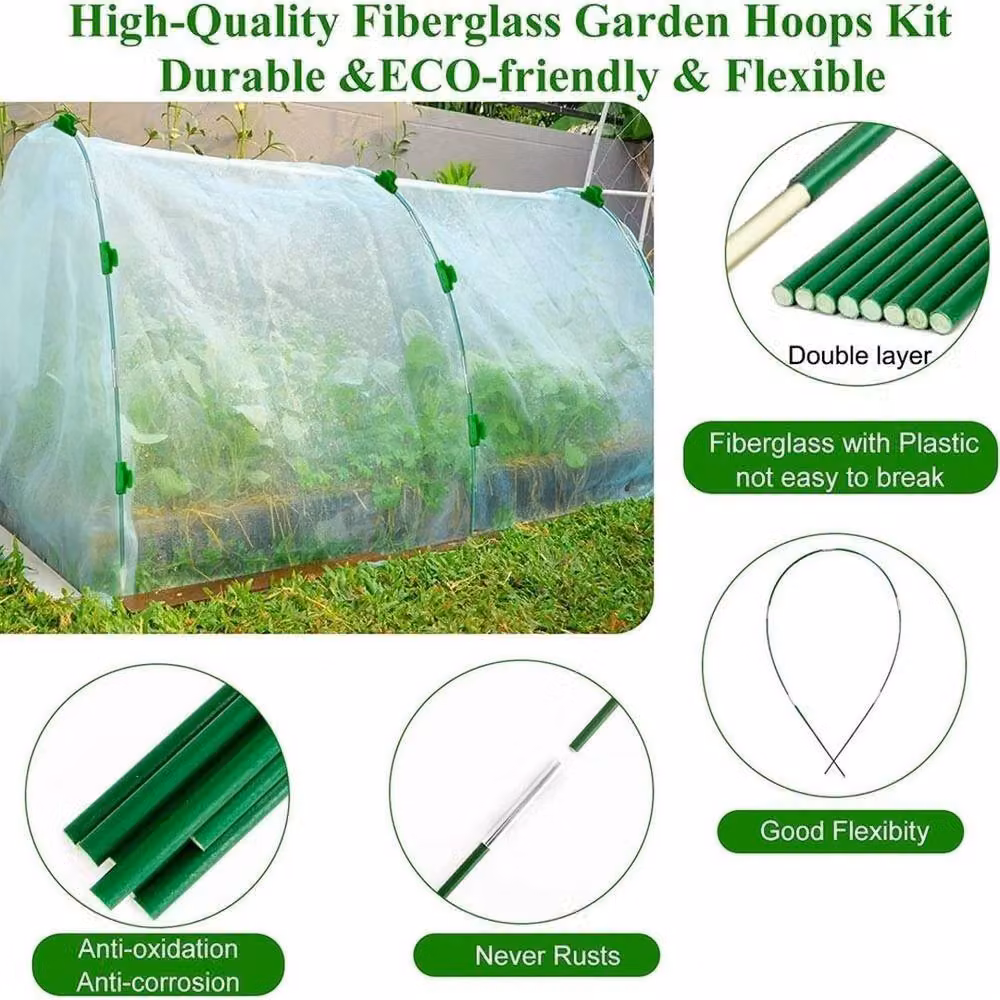 NESTLUNE 36 Greenhouse Hoops for DIY Raised Beds with Clips in Green, W/D/H: 100 x 15 x 15 cm – 4