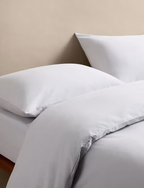 M&S Cotton Blend Non Iron Silver Grey Bedding Set with Pillowcase