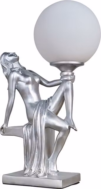 ValueLights Matilda Art Deco Table Lamp in Silver and White