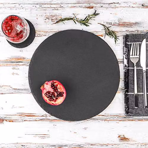 Argon Tableware Round Black Slate Placemats, Pack of 6, Diameter: 30 cm – 3
