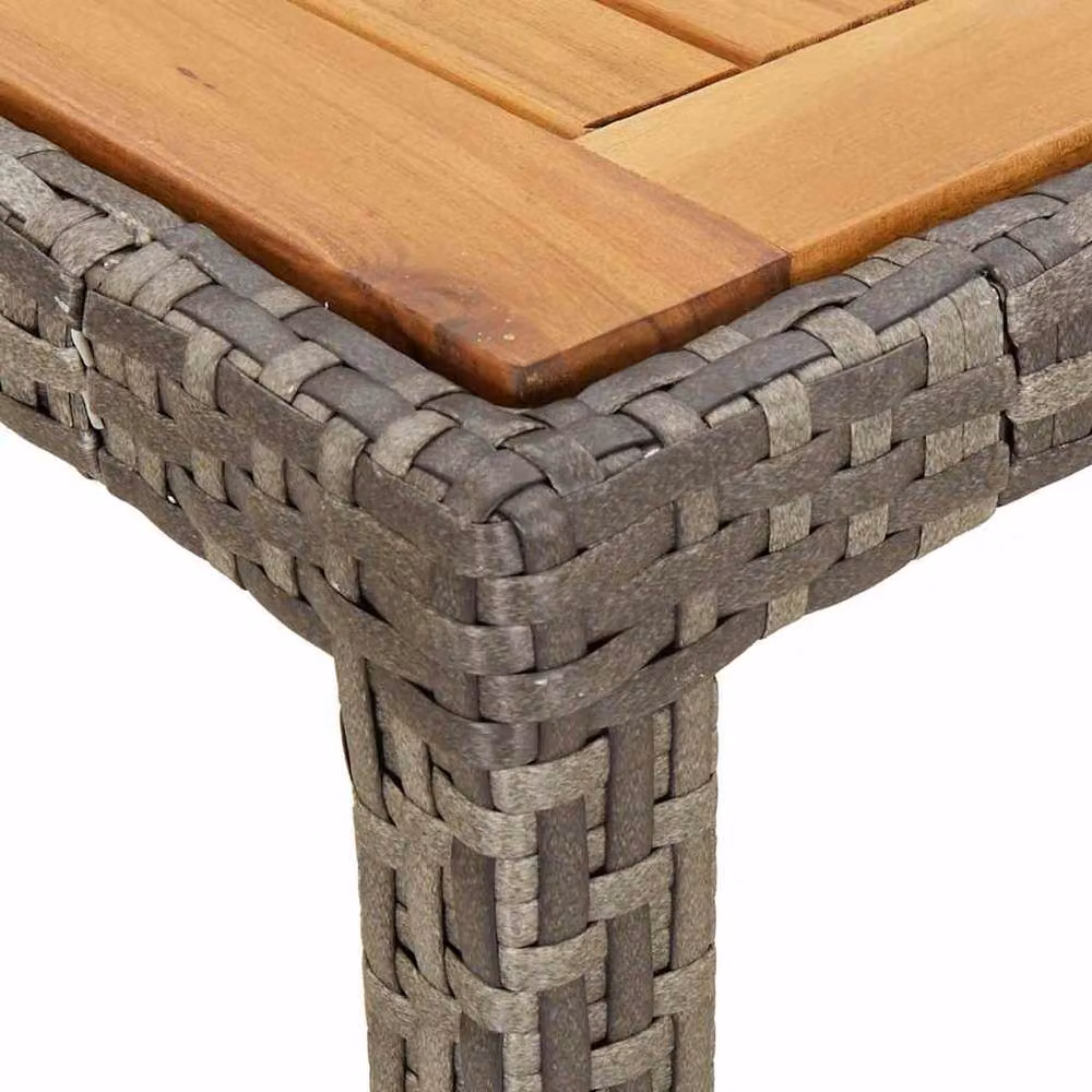 Berkfield Home Durable Grey Poly Rattan Garden Dining Table W: 150 cm, D: 90 cm, H: 75 cm – 3