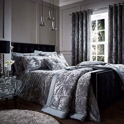Catherine Lansfield Crushed Velvet Pillowsham Pair in Silver – 2