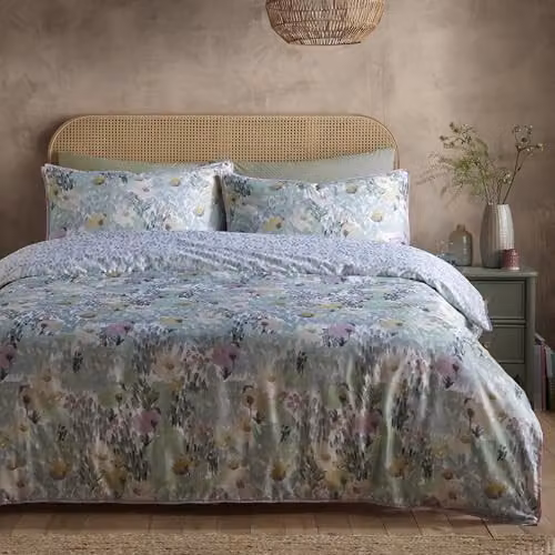 Appletree Modern Floral 100% Cotton Duvet Cover and Pillowcase Set, Green, W/D/H: 200 x 200 x 140 cm