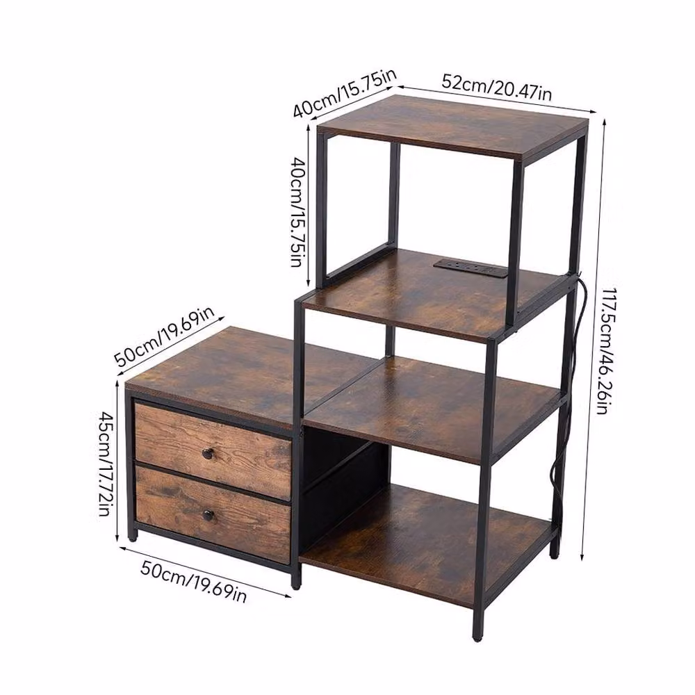KORVIXA 4 Tier Kitchen Bakers Rack Storage Shelf in Brown, W/D/H: 100 x 100 x 117.5 cm – 2