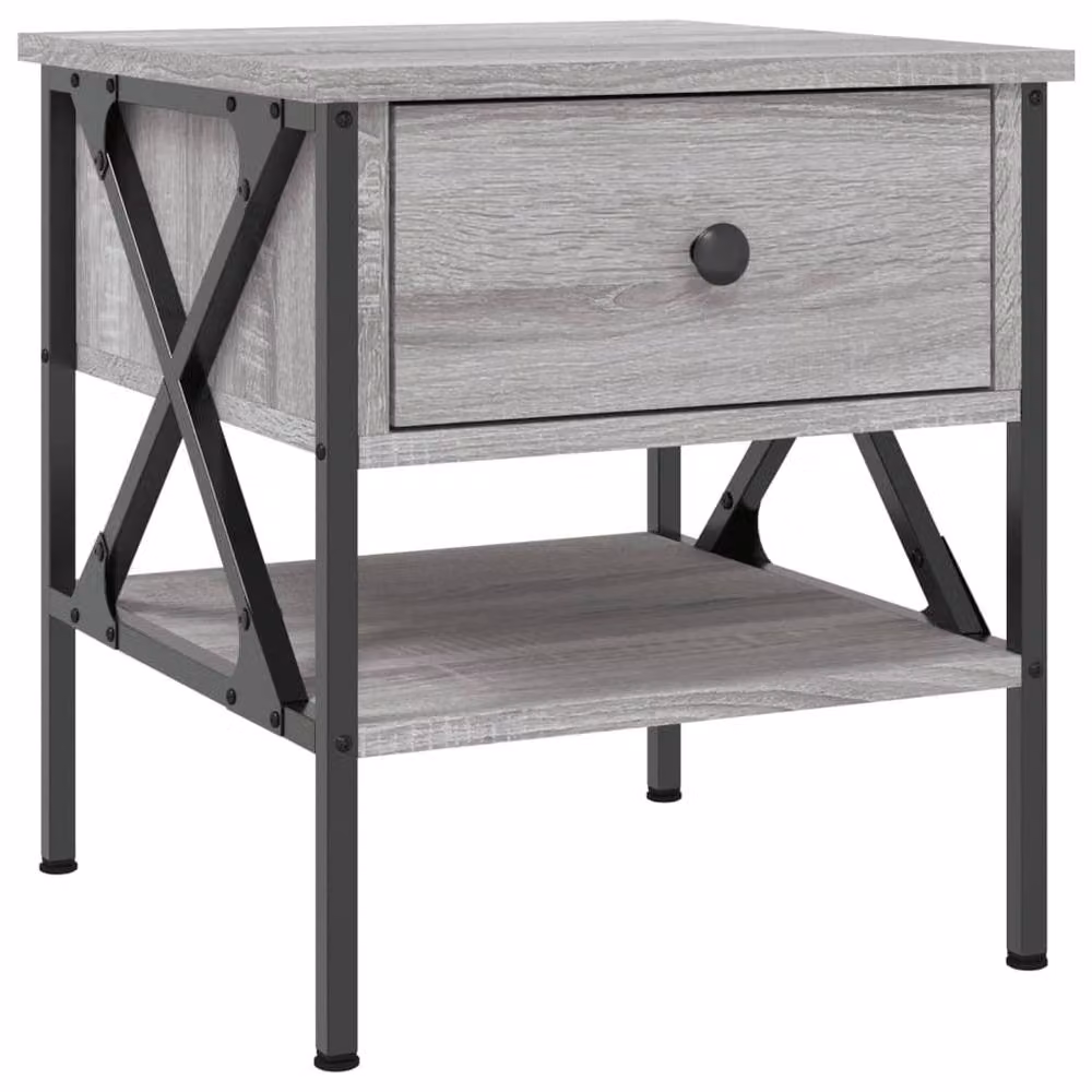 Berkfield Home Set of 2 Grey Sonoma Bedside Tables, W/D/H: 40 x 42 x 45 cm – 4