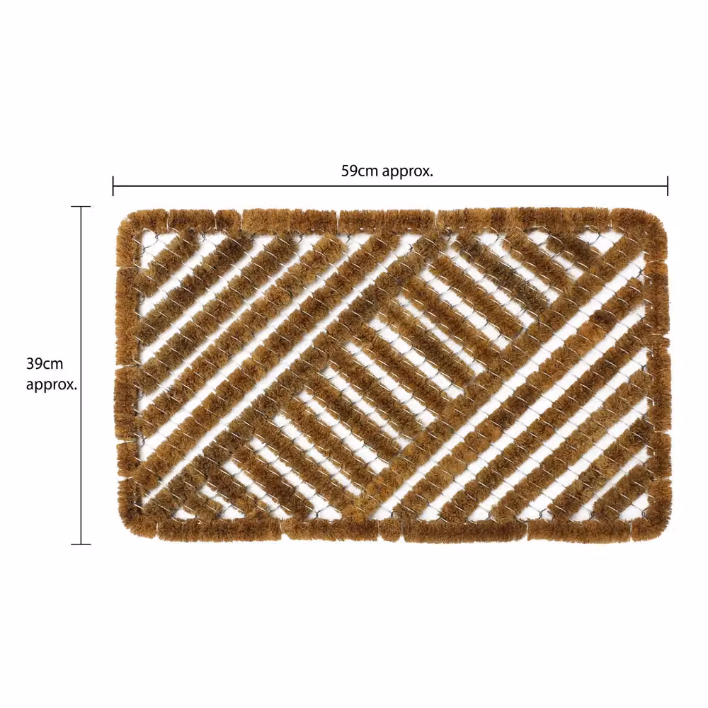 JVL Boston Brown Coir and Galvanised Steel Scraper Door Mat, W: 39.0 cm, D: 60.0 cm, H: 0.1 cm – 3