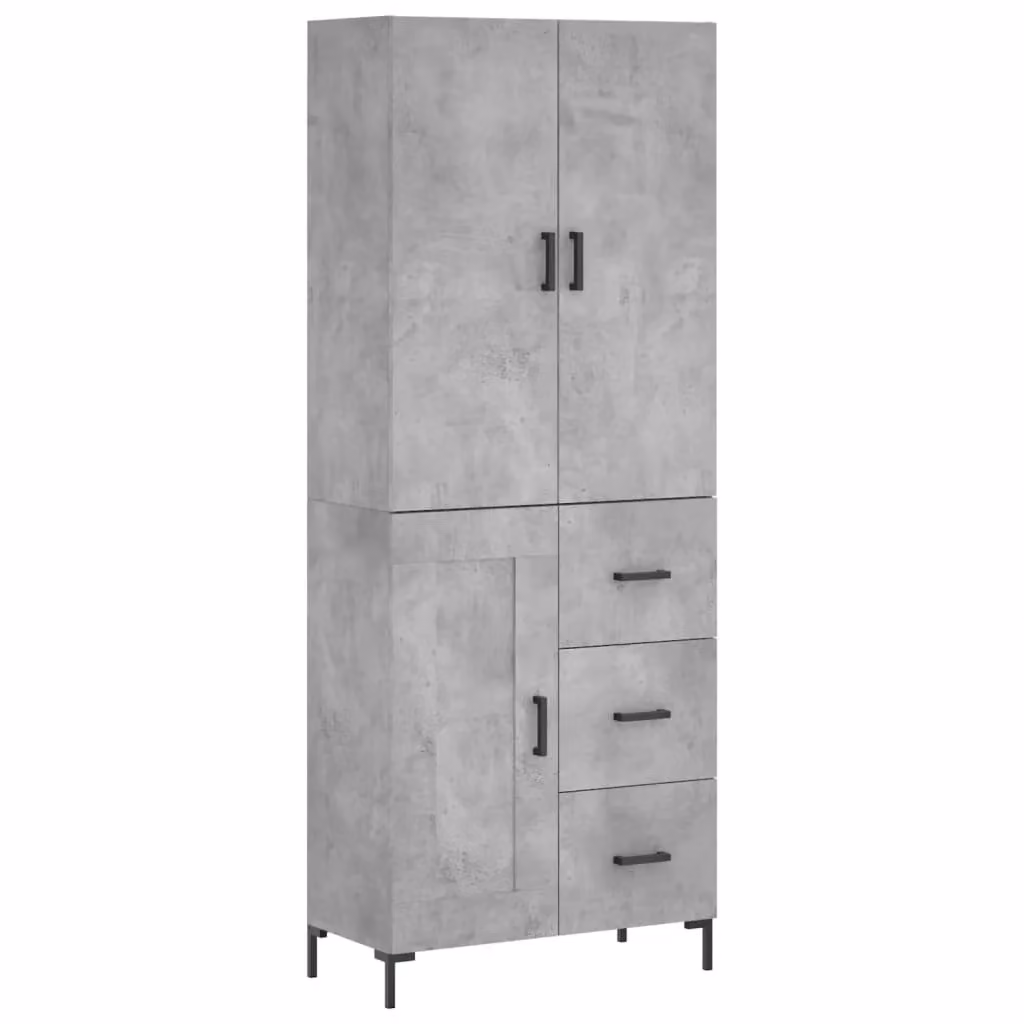 Berkfield Home Industrial Highboard in Concrete Grey, W: 69.5 cm, D: 34 cm, H: 180 cm – 2