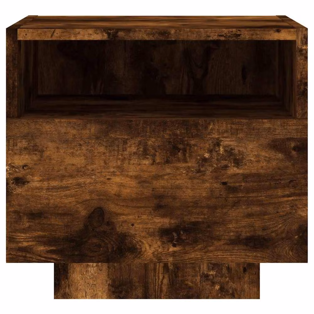 Berkfield Home Bedside Cabinet with Integrated LED Lights in Smoked Oak Brown, W/D/H: 40 x 39 x 37 cm – 6
