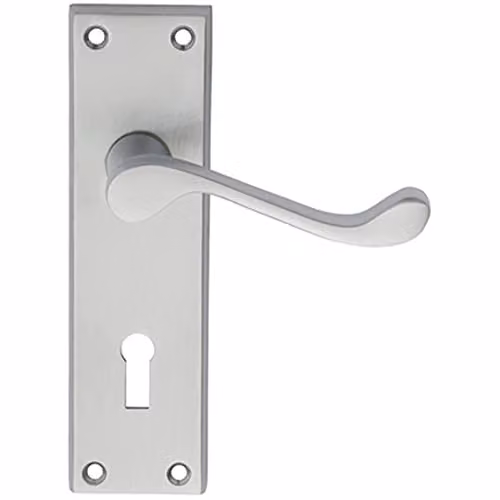 Loops Pair Victorian Scroll Handle on Lock Backplate, Chrome, W: 15.0 cm, H: 4.3 cm