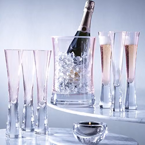 LSA International Moya Pink Champagne Flutes, Set of 2, 170ml – 2