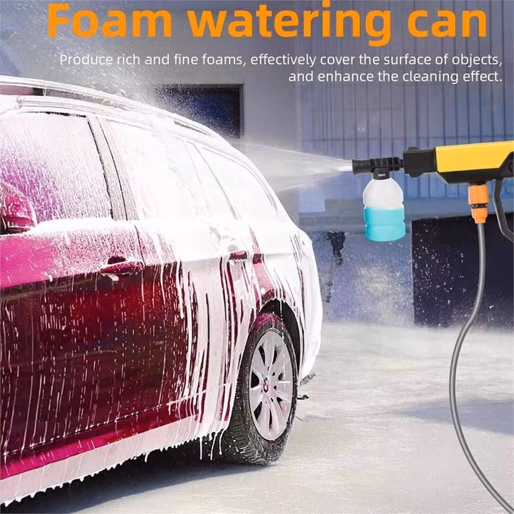 VOGREX Portable Cordless Car High Pressure Washer with 2 Rechargeable Batteries in Yellow – 3