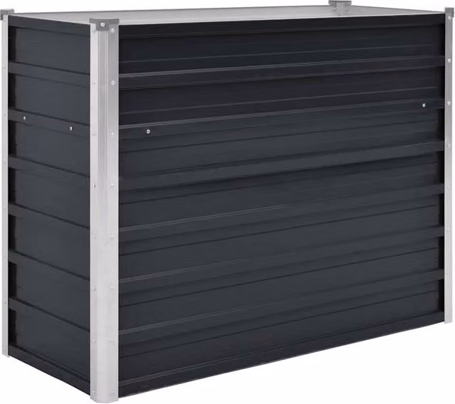 Berkfield Home Garden Anthracite Galvanised Steel Raised Bed, Black, W/D/H: 100 x 40 x 77 cm