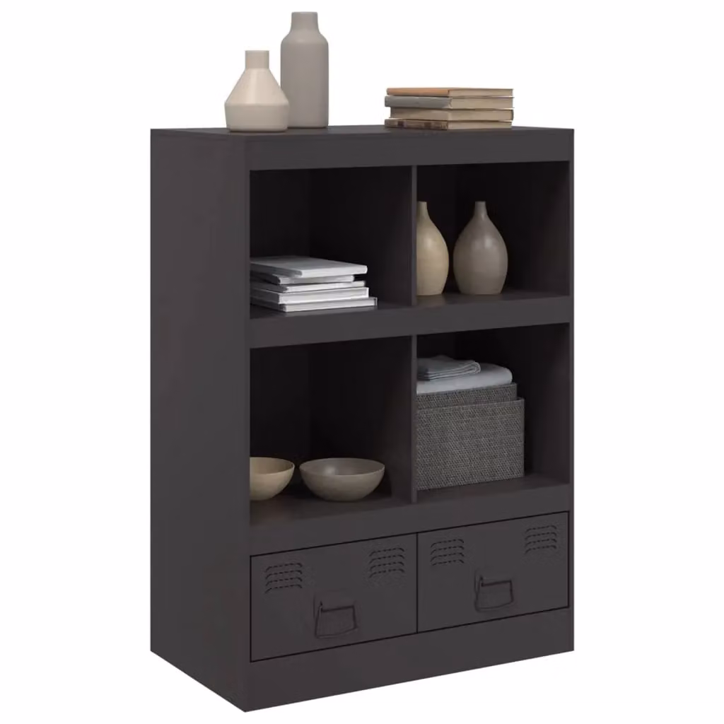 Berkfield Home Matt Black Steel Highboard W: 67 cm, D: 39 cm, H: 95 cm – 4