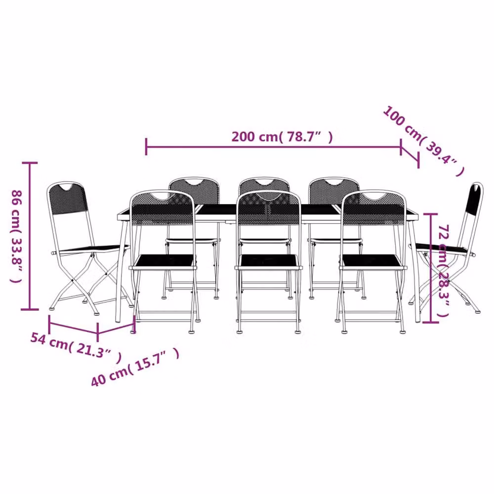 Berkfield Home 9 Piece Anthracite Metal Mesh Garden Dining Set in Black – 3