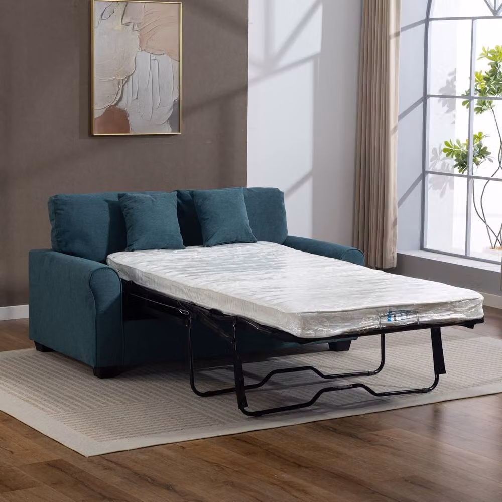 Artemis Home Lewiston 3 Seater Fabric Pull Out Sofabed in Petrol Blue – 2