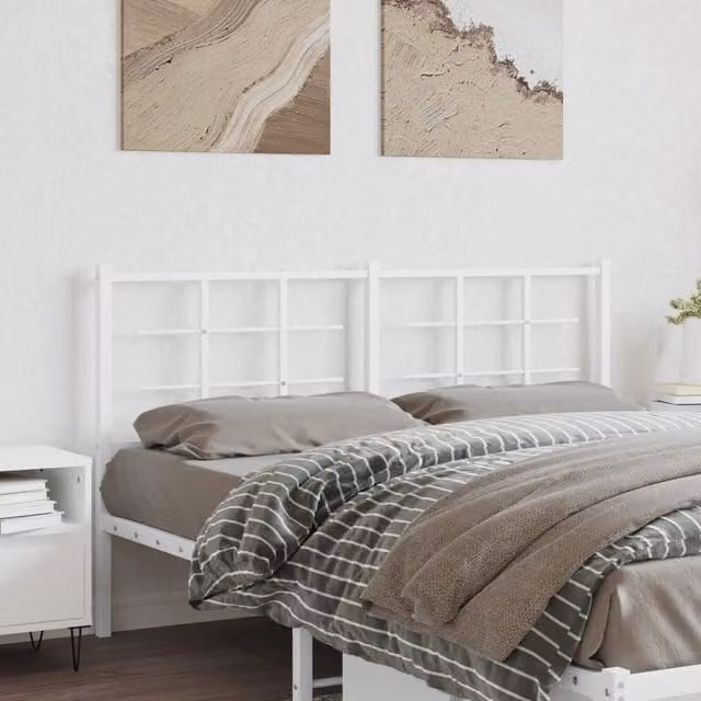 Berkfield Home Classic Metal Headboard in White, Width: 160 cm – 1
