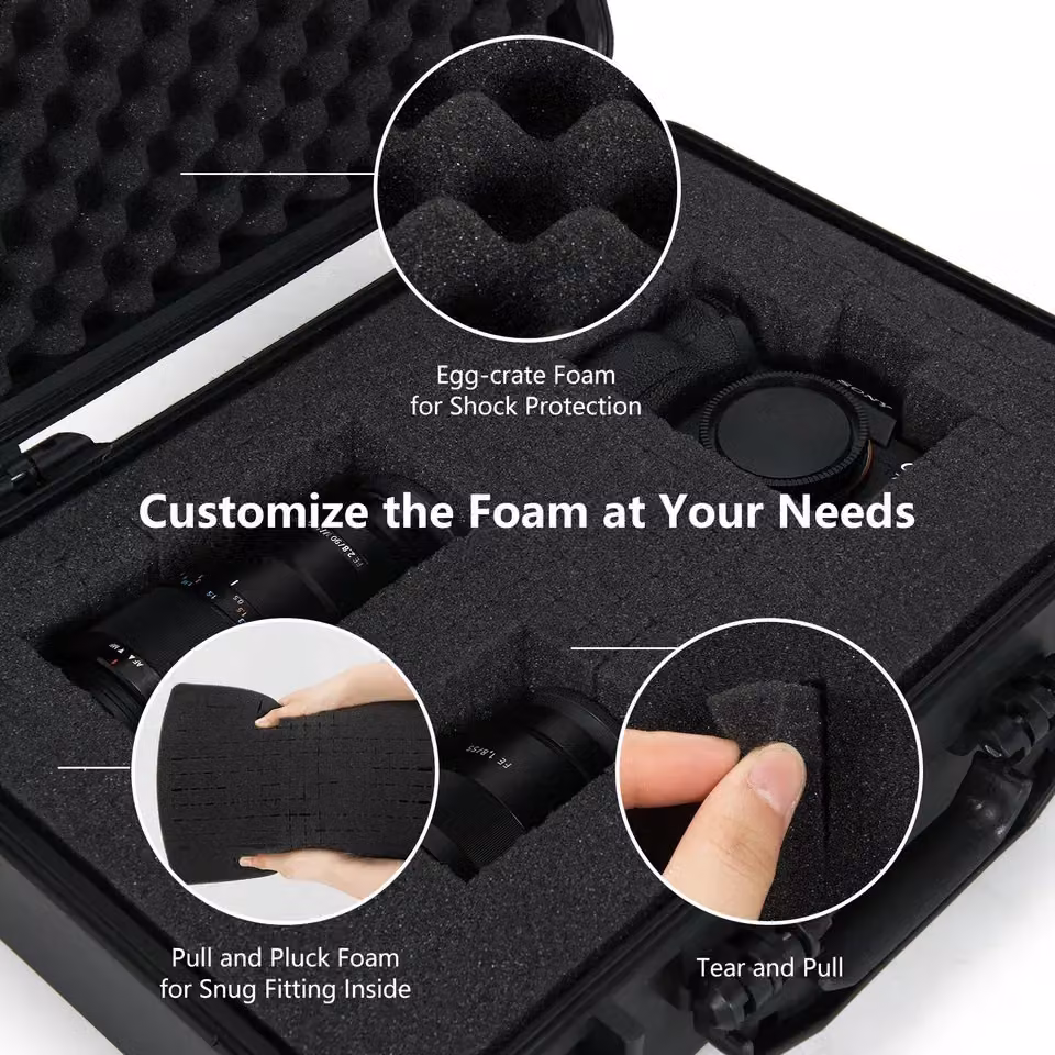 Costway Waterproof Hard-Shell Dry Box with Inserts, Black, W: 34 cm, D: 31 cm, H: 16 cm – 3