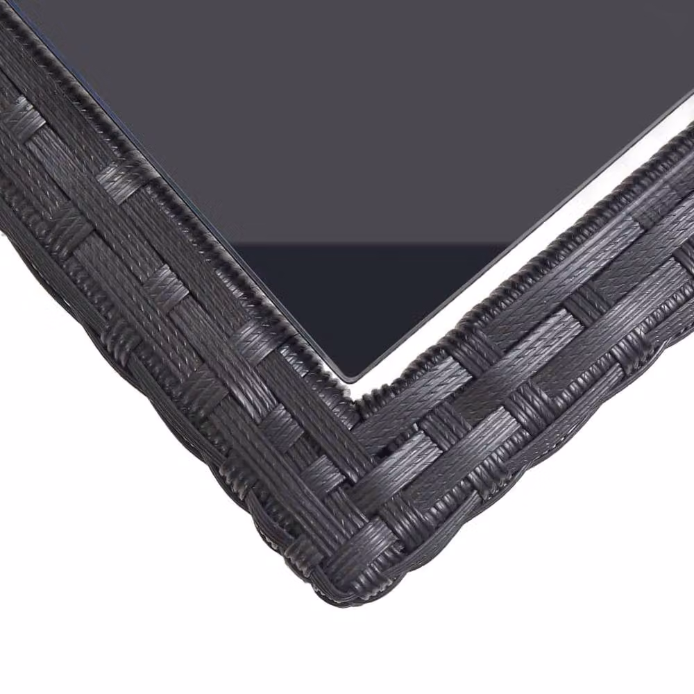 Berkfield Home Black Poly Rattan and Glass Rectangular Garden Table W/D/H: 110 x 53 x 72 cm – 5